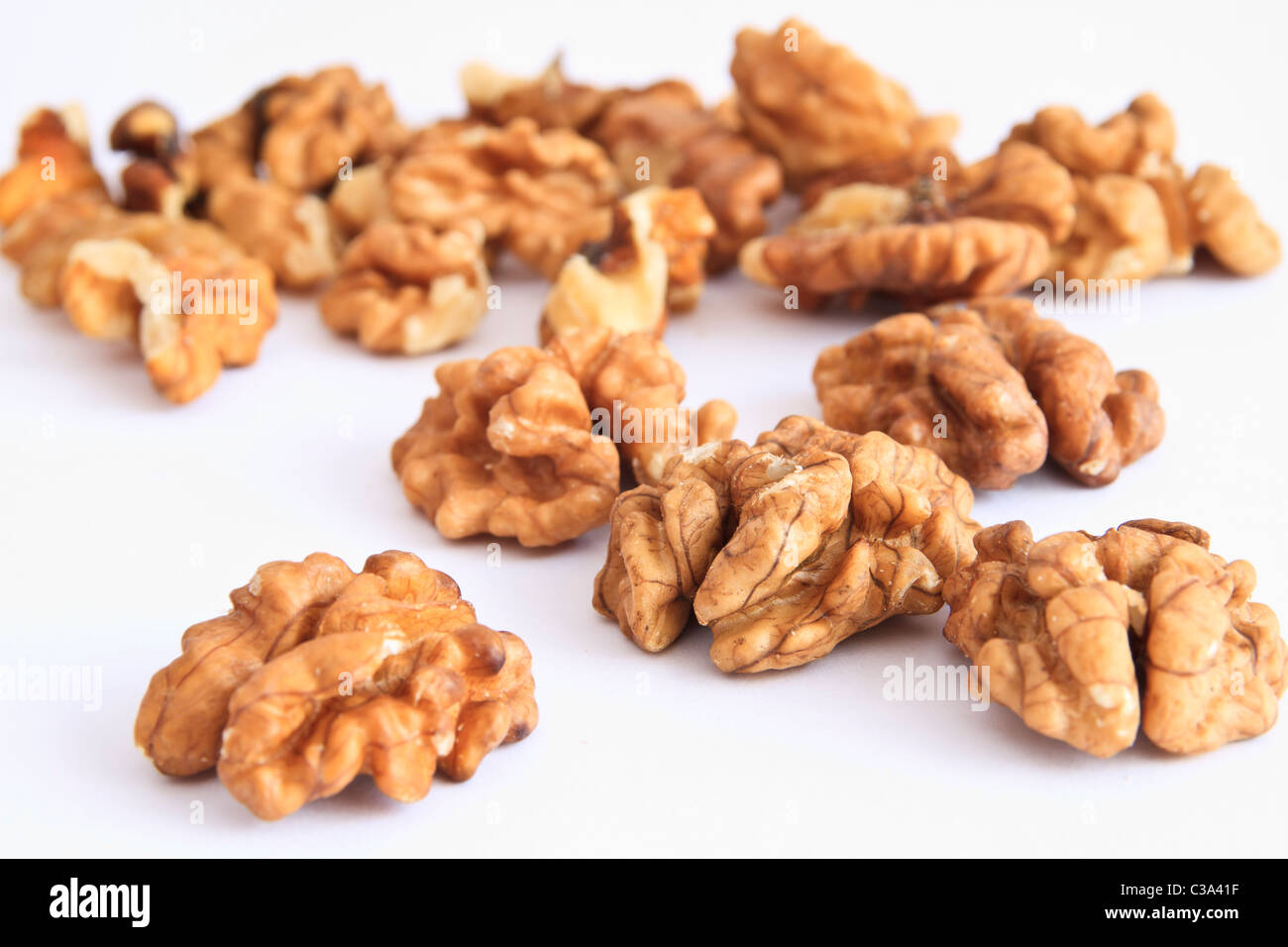 Nuts isolated on white macro Stock Photo