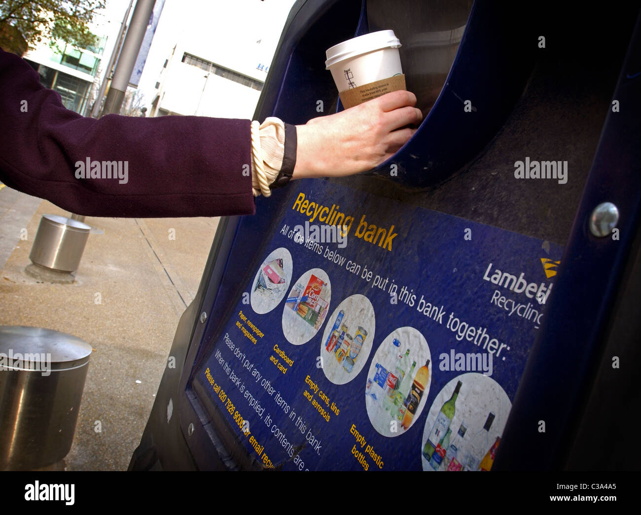 A Recycling bin in Lambeth Stock Photo Alamy