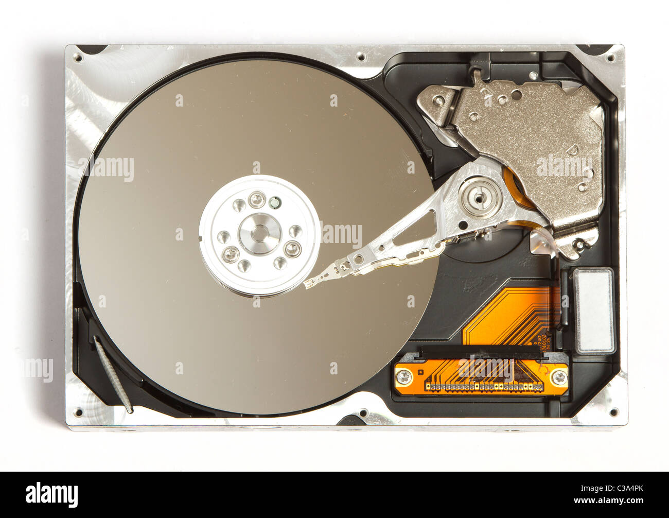 View at open hard disk from above Stock Photo