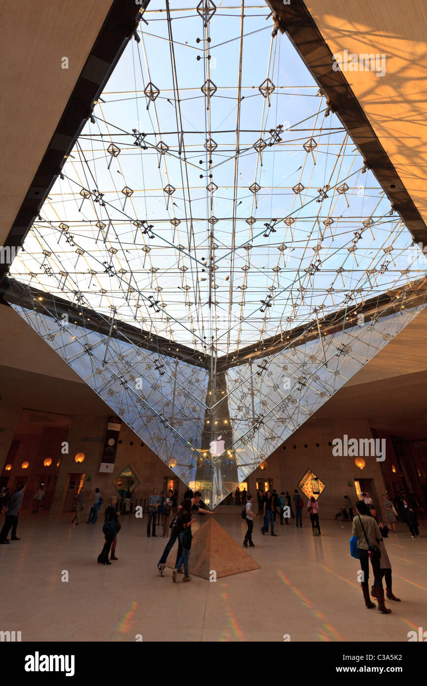 Underneath the glass Pyramid in the Louvre Museum Mall Stock Photo Alamy