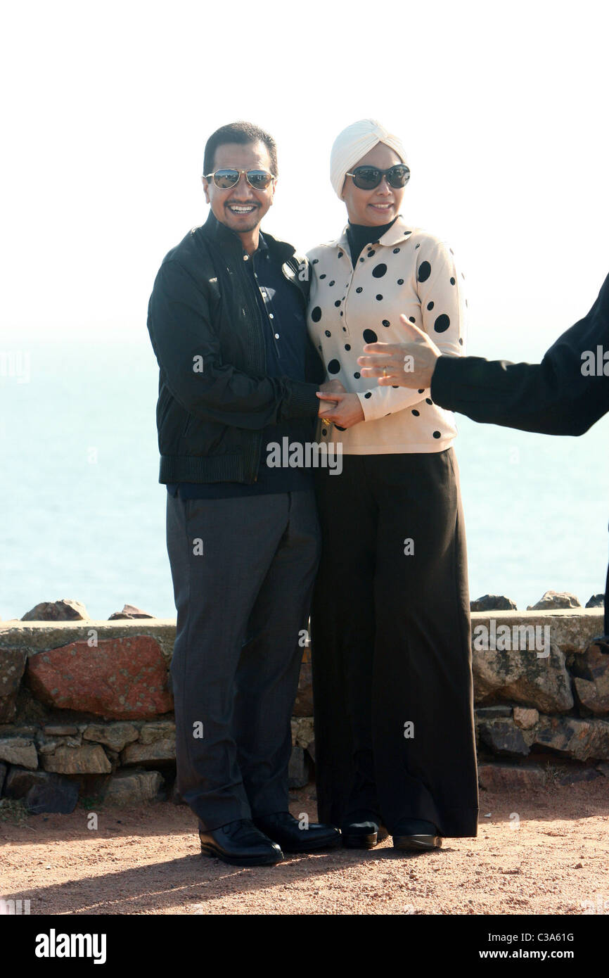 King of Malaysia Sultan Mizan Zainal Abidin and his wife Queen Tuanku Nur Zahirah visit the sights of Uruguay with their Stock Photo