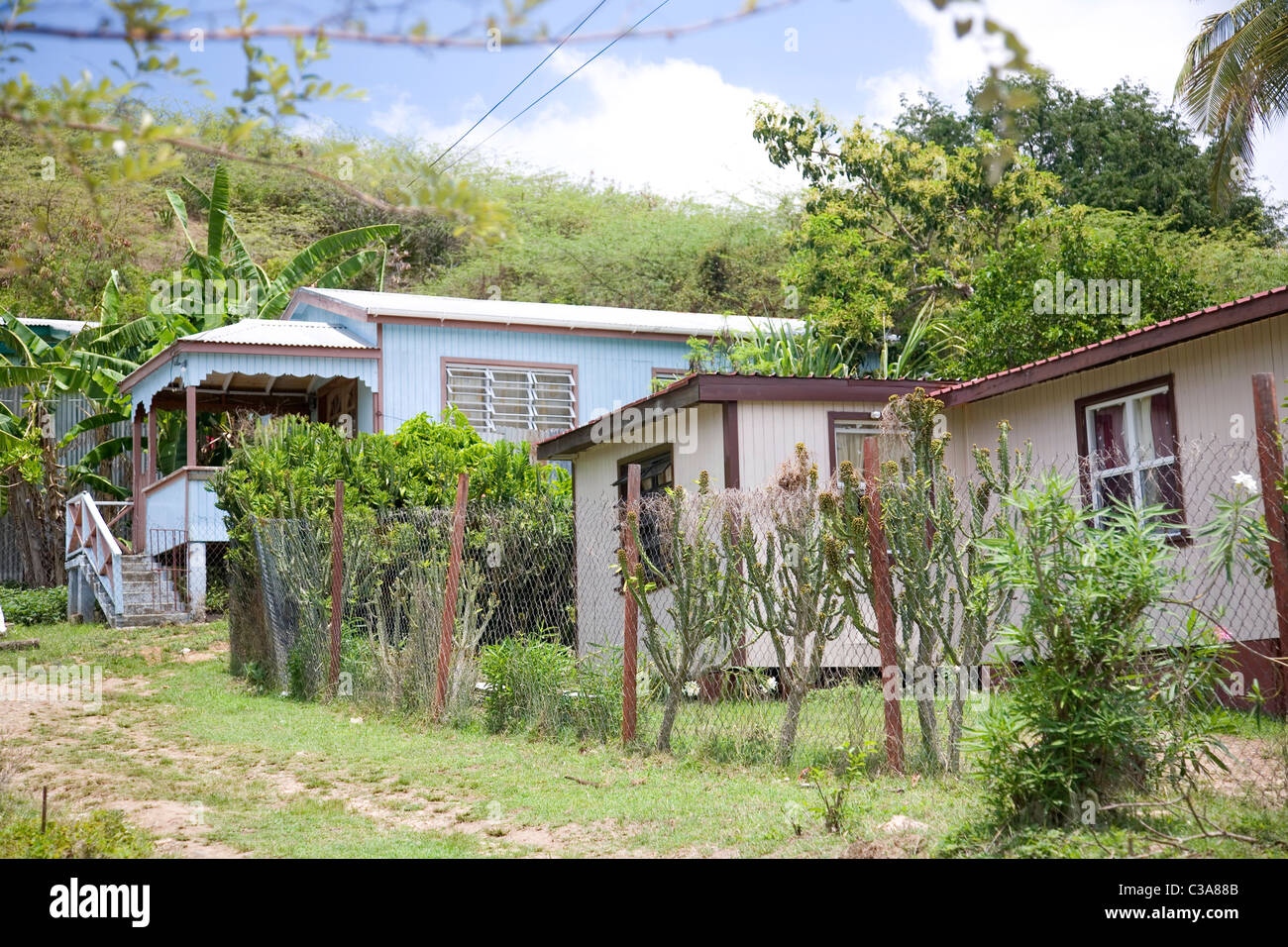 Hattan Village Homes in Antigua Stock Photo