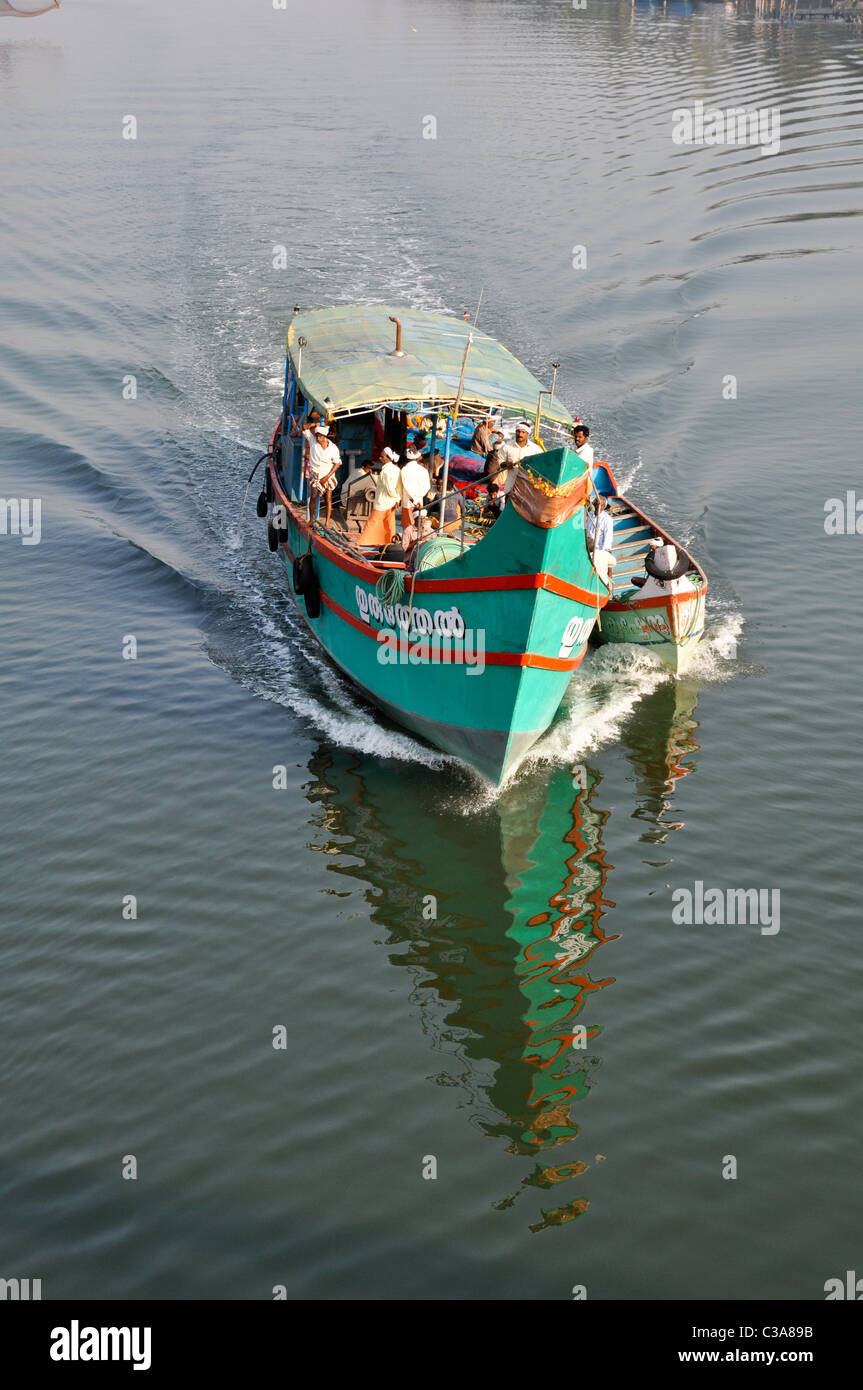 India, Kerala backwaters, A Traditional Rice Boat Stock Photo Alamy