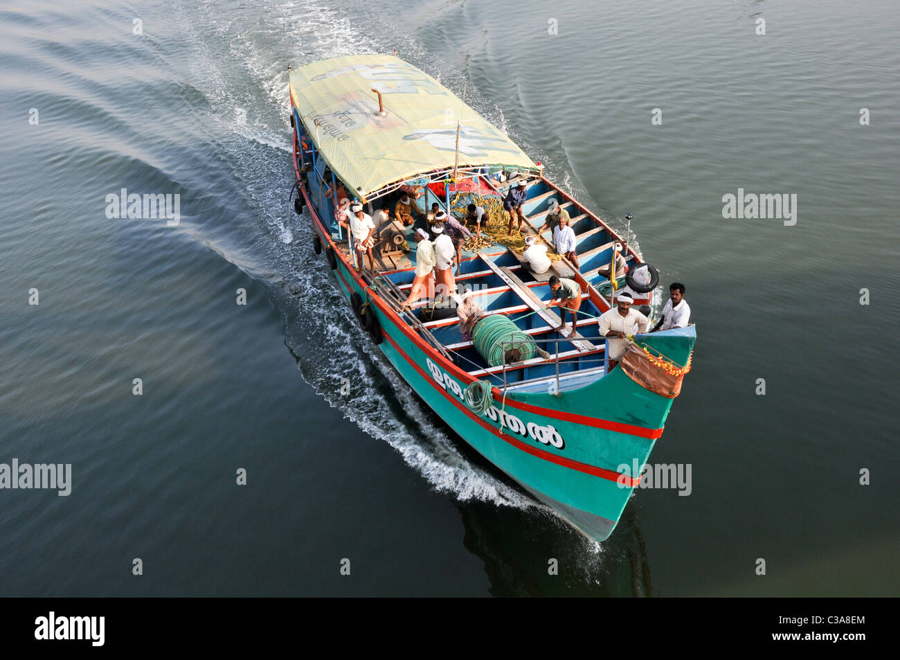 India, Kerala backwaters, A Traditional Rice Boat Stock Photo - Alamy