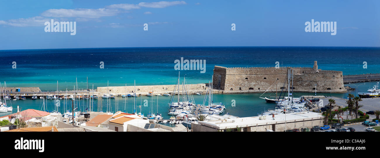 Heraklion harbour panorama.Crete,May 2011 Stock Photo