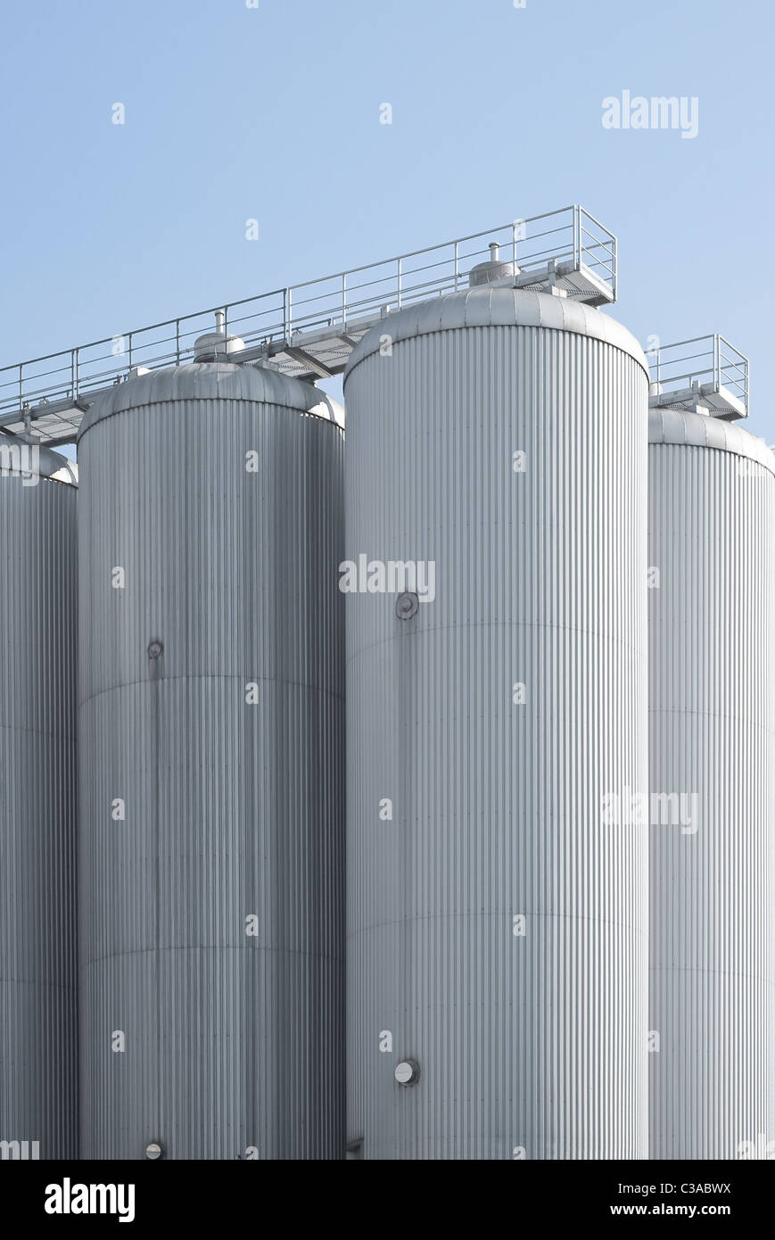 Industrial Agriculture Silo Housing Grain with Copy Space Stock Photo