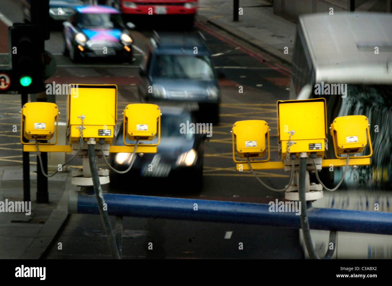 Speed cameras monitoring the traffic Stock Photo
