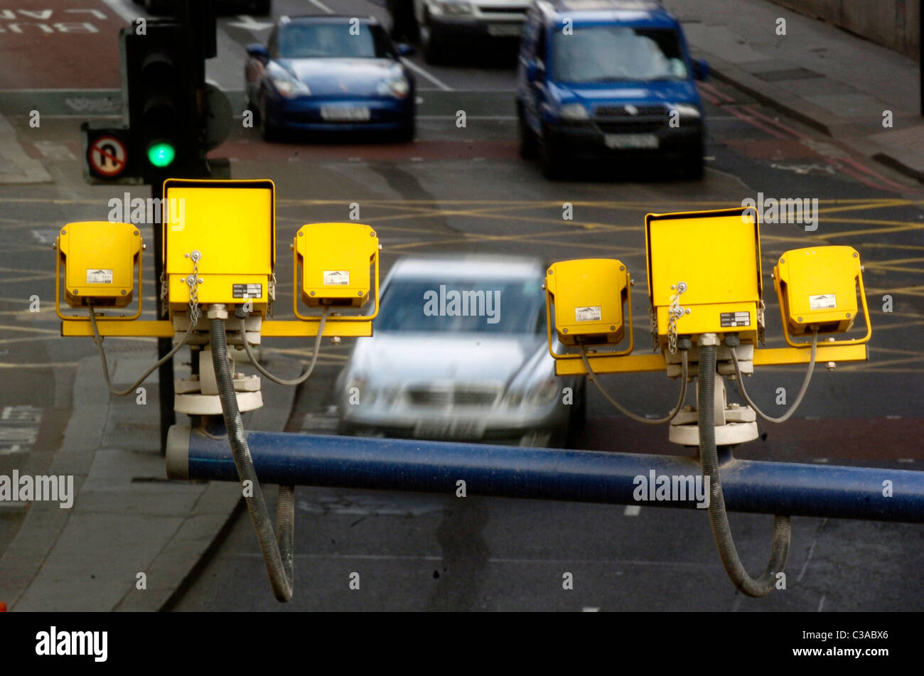 Speed cameras monitoring the traffic Stock Photo