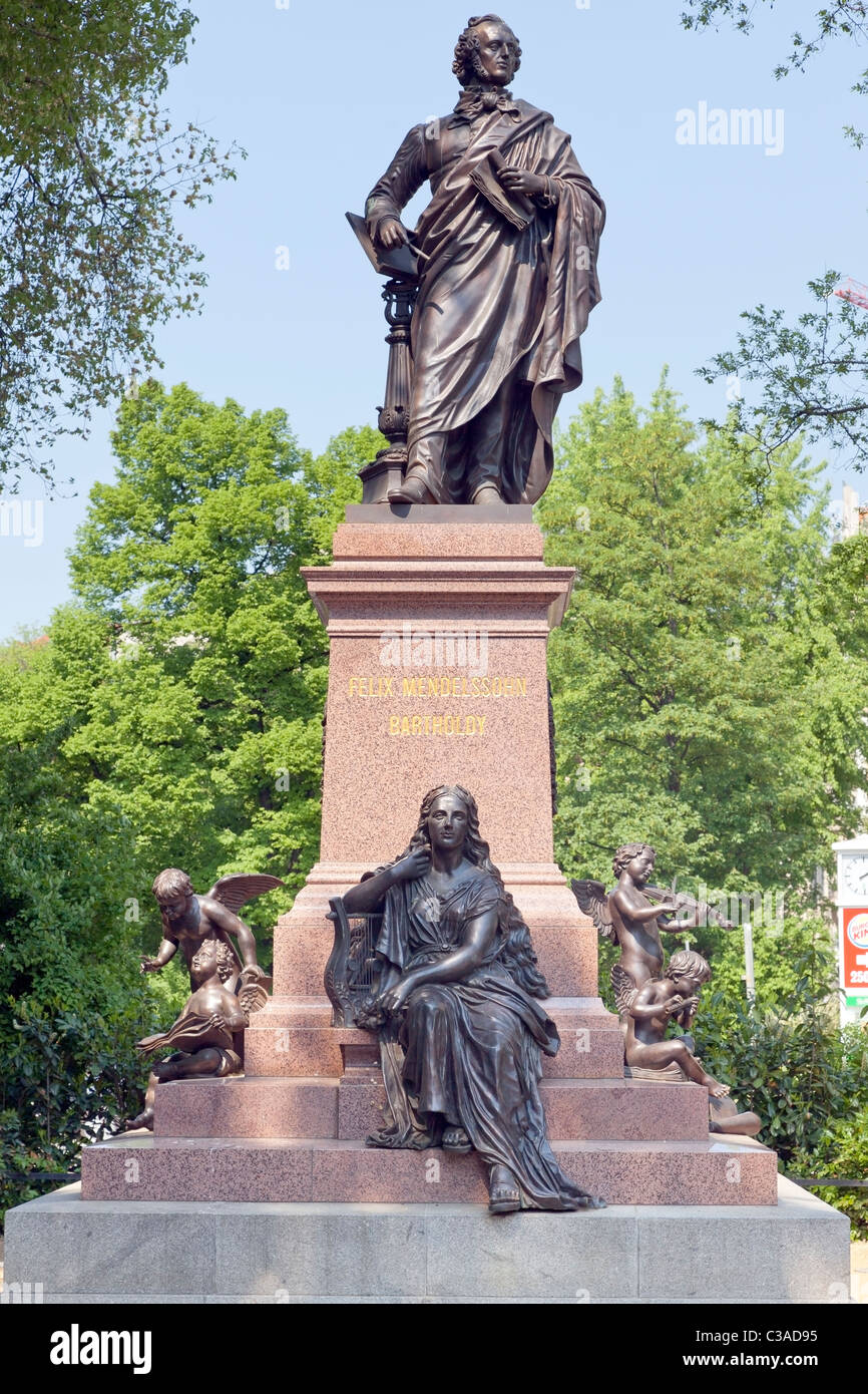 Felix Mendelssohn Bartholdy statue, Leipzig, Saxony, Germany Stock Photo