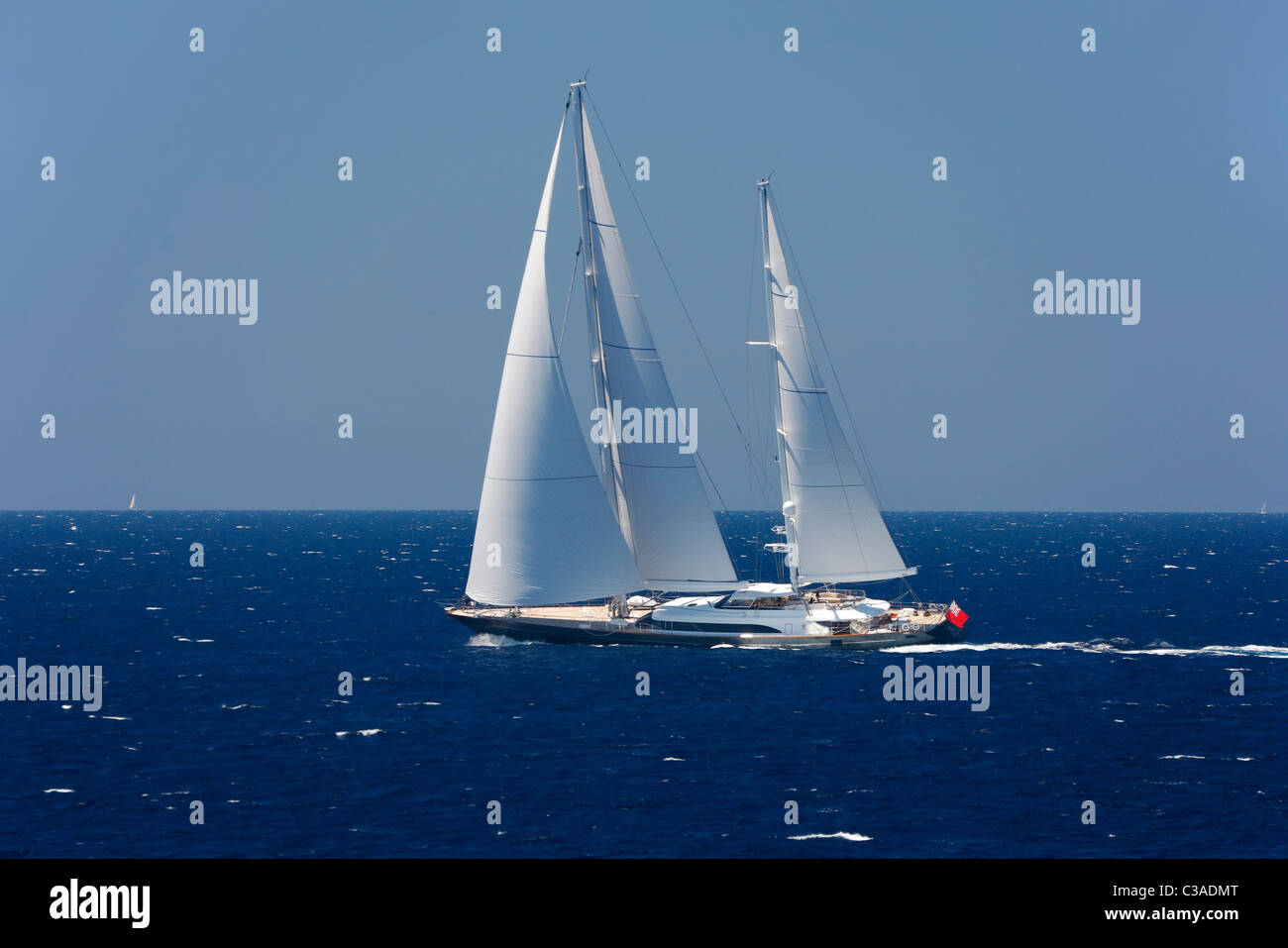 Sailboat sail in Mediterranean Stock Photo