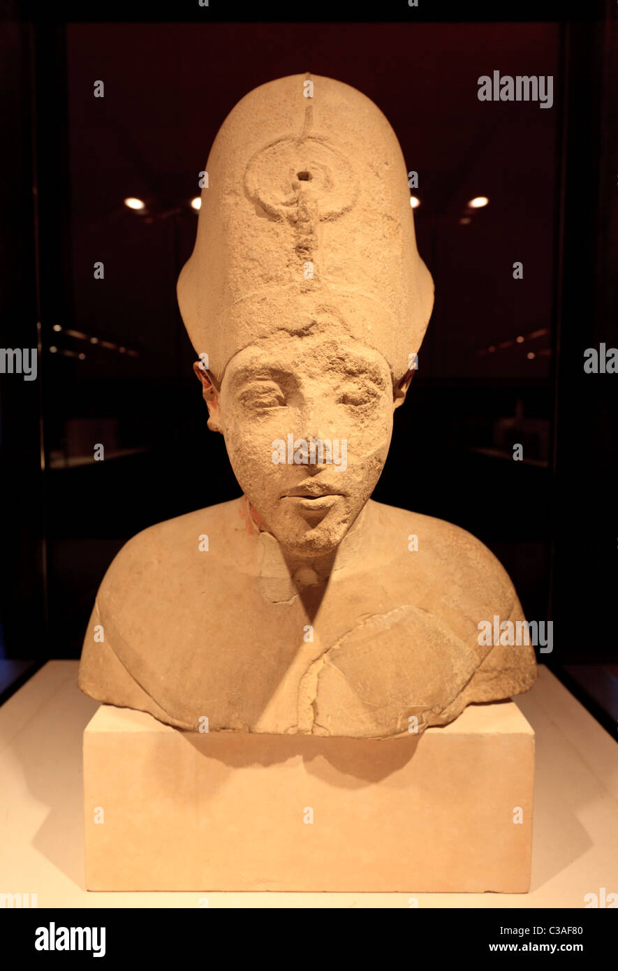 Egyptian Statue of Akhenaton, Louvre Museum. Paris Stock Photo