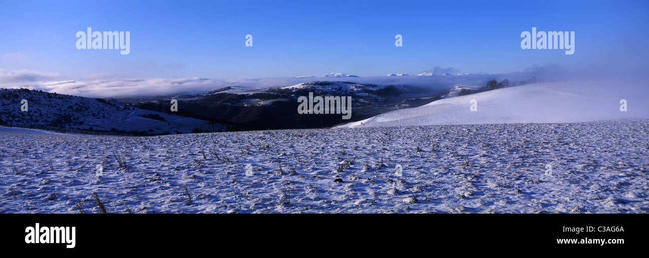 France, Canta, mountains of Cantal seen from the plateau of Cezallier Stock Photo