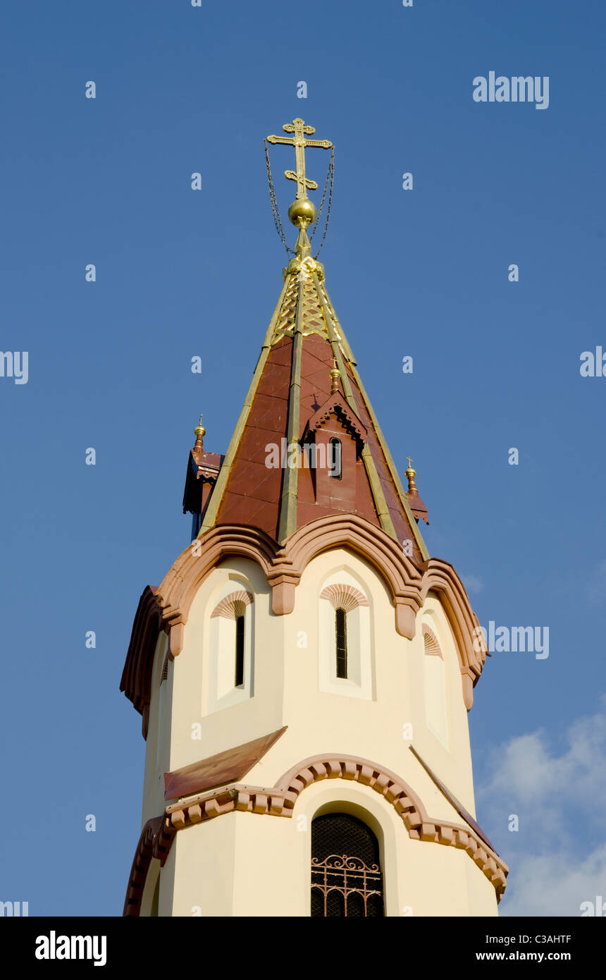 Tower pinnacle of St. Nicholas church in Vilnius, Lithuania. Stock Photo