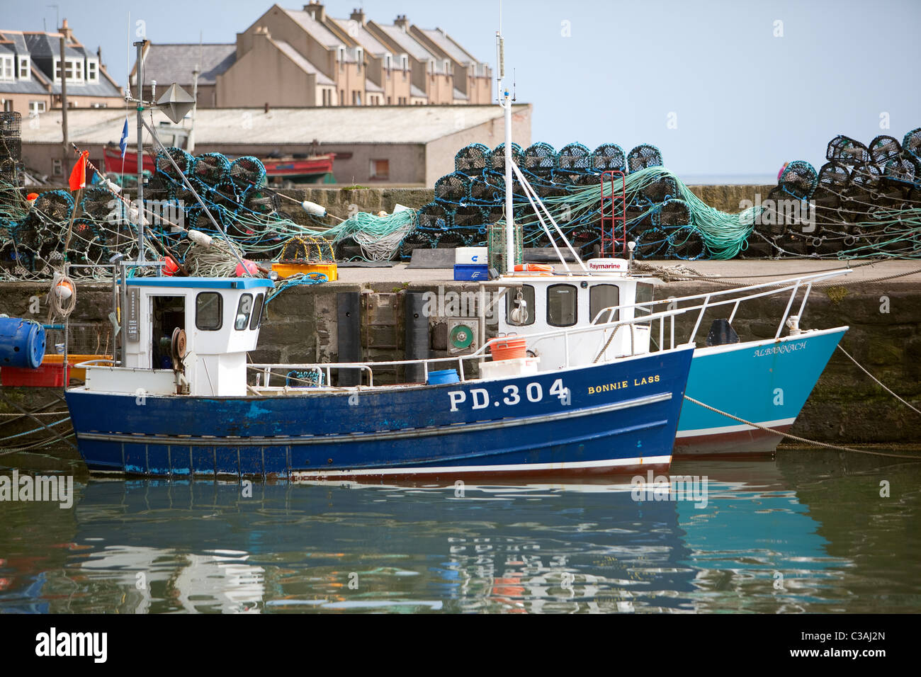 Crab Lobster fishing boats Gourdon Harbour scotland Stock Photo Alamy