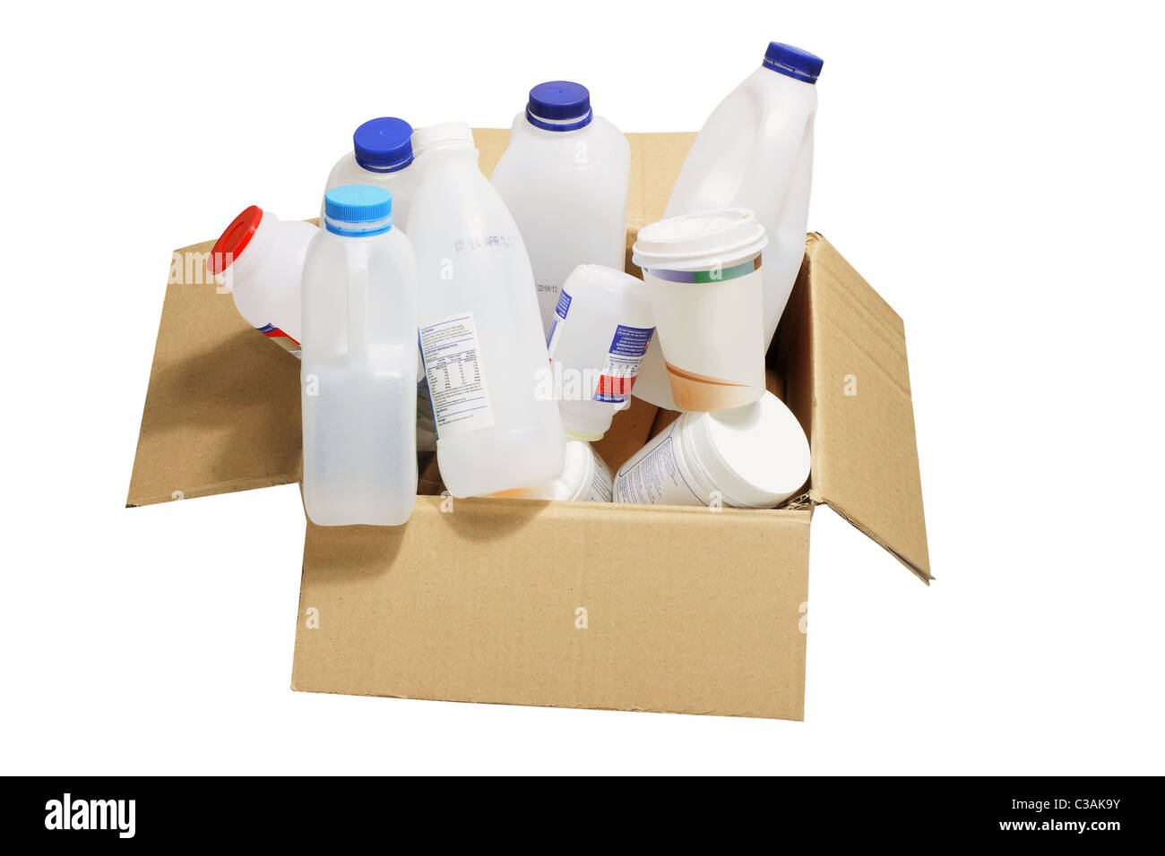 Crushed plastic recyclable milk container Stock Photo - Alamy