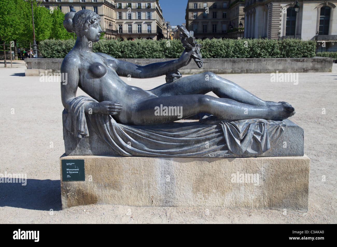 Monument to Cezanne by Maillol outside the Musée des Arts Décoratifs in the Tuileries Garden, Paris Stock Photo