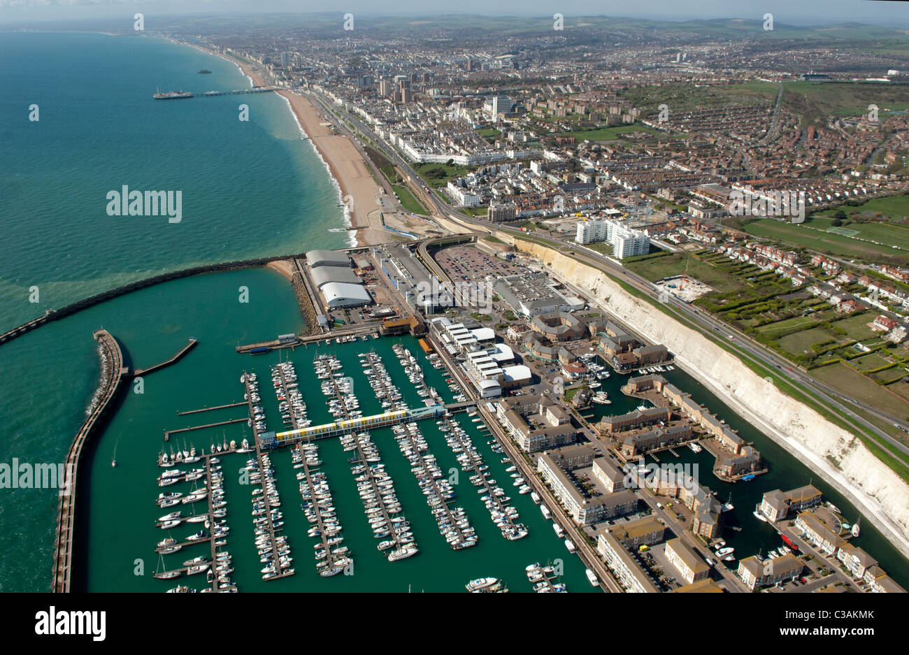 Brighton Marina and coastline from the air Stock Photo Alamy
