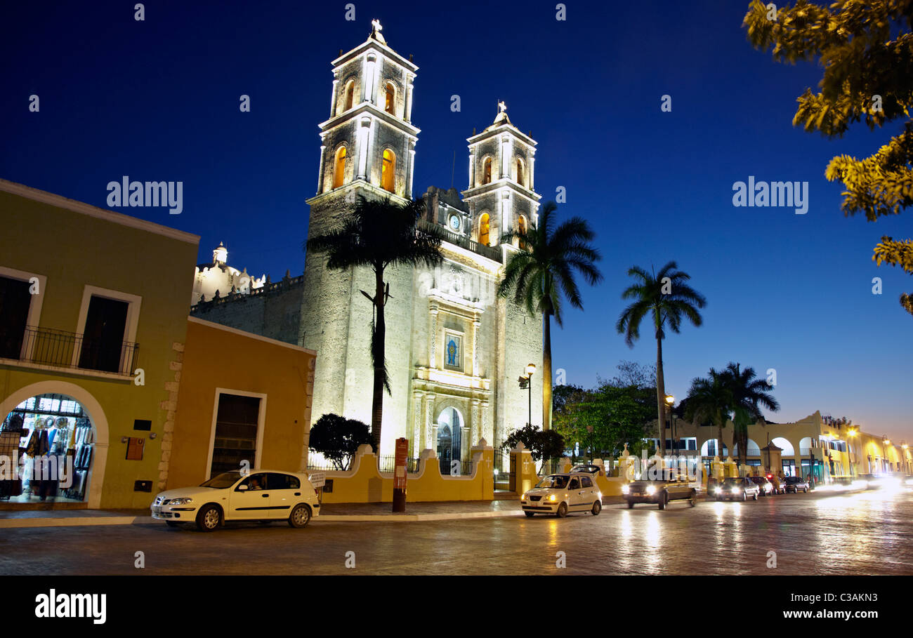 Cathedral De San Gervaslo Valladolid Yucatan Mexico Stock Photo