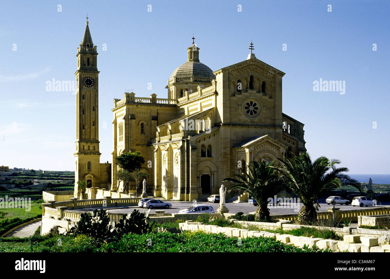 The National Shrine and Basilica of the Blessed Virgin Of Ta' Pinu (Santwarju tal-Madonna ta' Pinu) on Maltese Gozo. Stock Photo