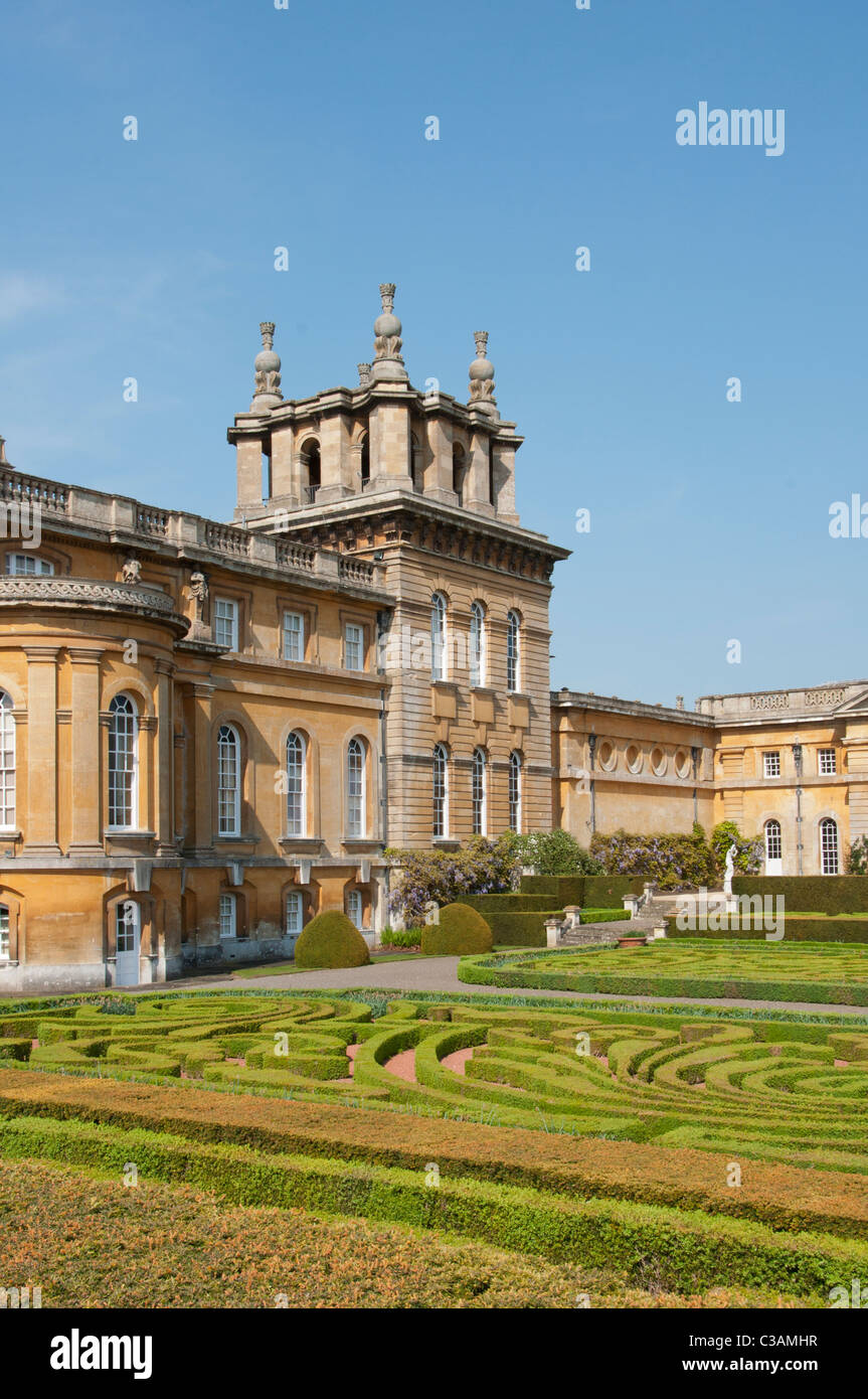 Blenheim Palace with Italian Garden  - England. Stock Photo