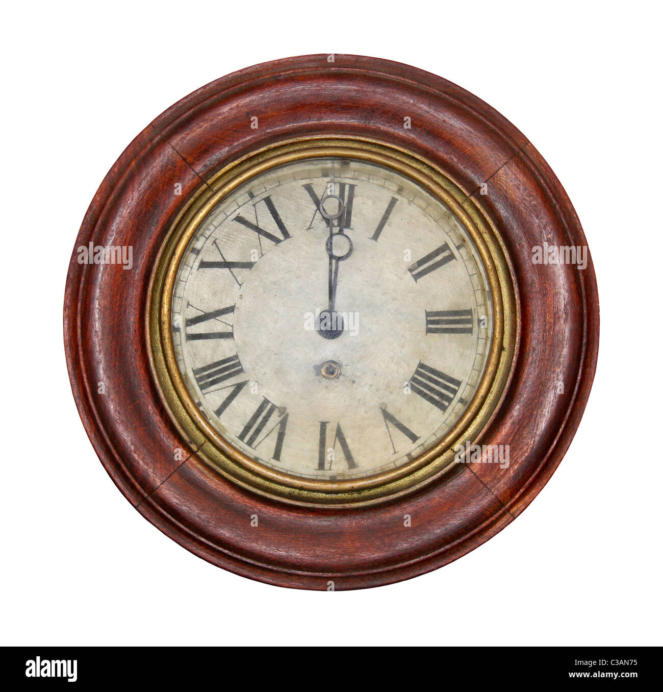 Old antique clock with roman numerals Stock Photo
