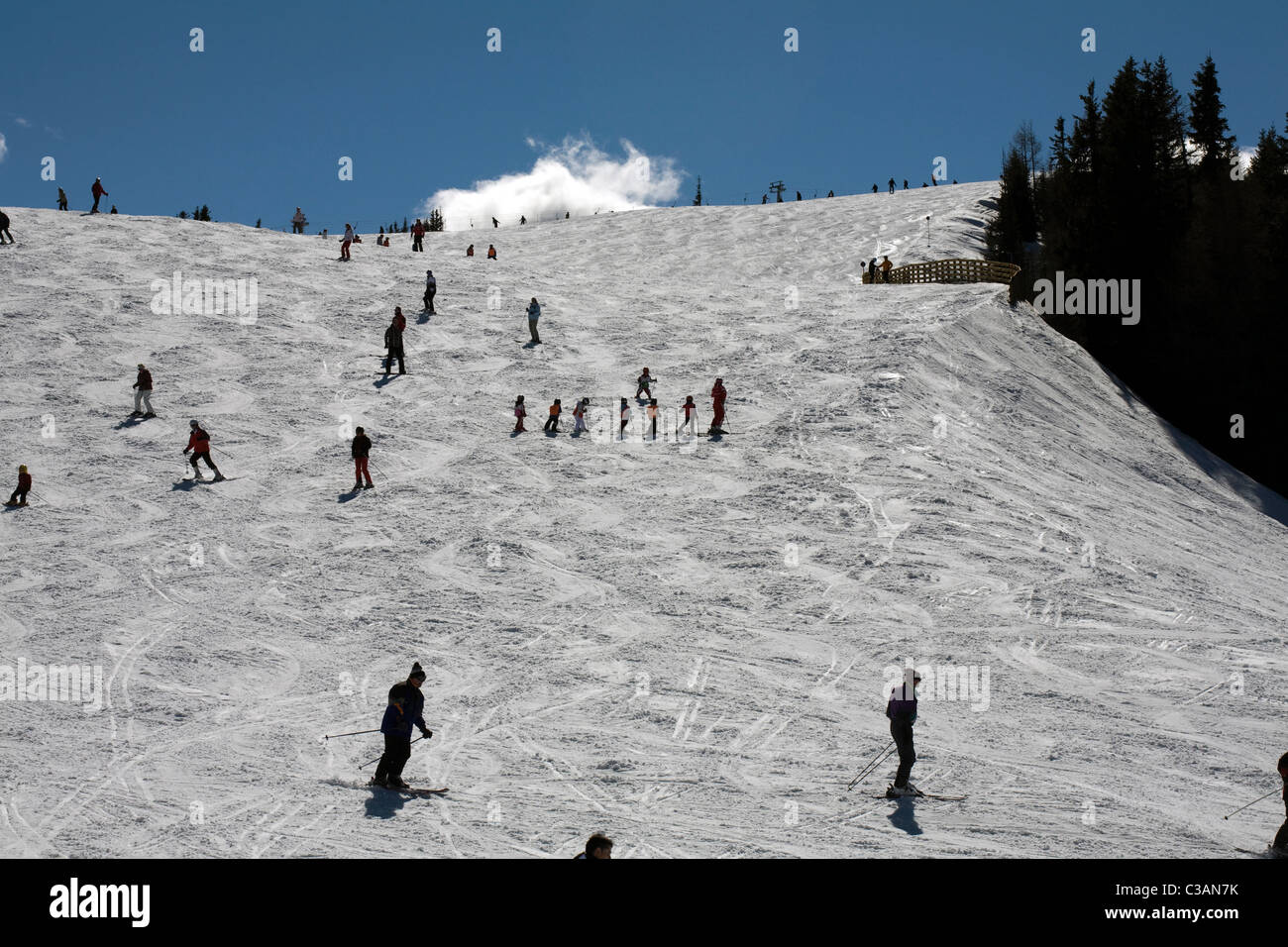 Ski School lessons on piste Grossarl and Dorfgastein near Bad Hofgastein Salzbergerland Austria Stock Photo
