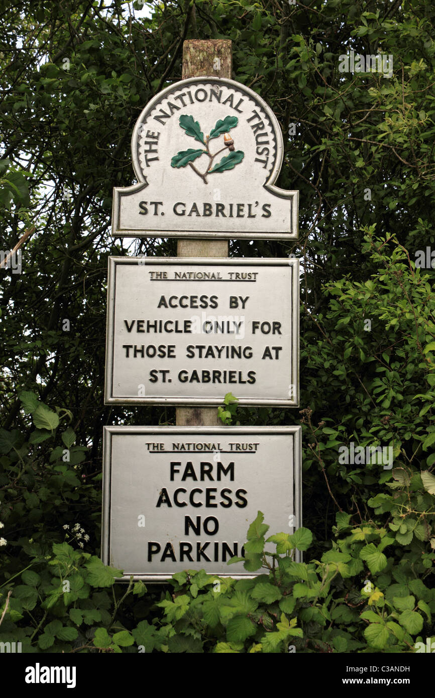 St Gabriel's National Trust farm access sign, Dorset England UK Stock Photo
