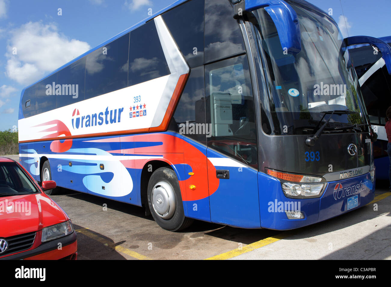 Chinese made Transtur Cuban tourist bus. Stock Photo