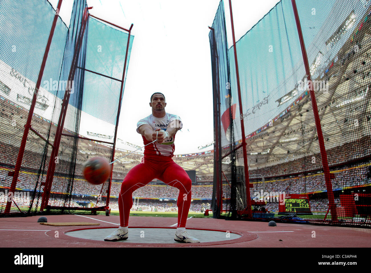 Koji Murofushi (JPN) competing in the hammer throw qualification 2008 Olympic Summer Games