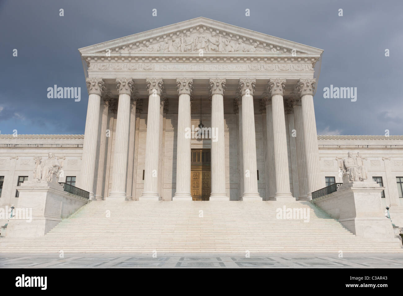 The Neoclassical United States Supreme Court Building in Washington, DC. Stock Photo