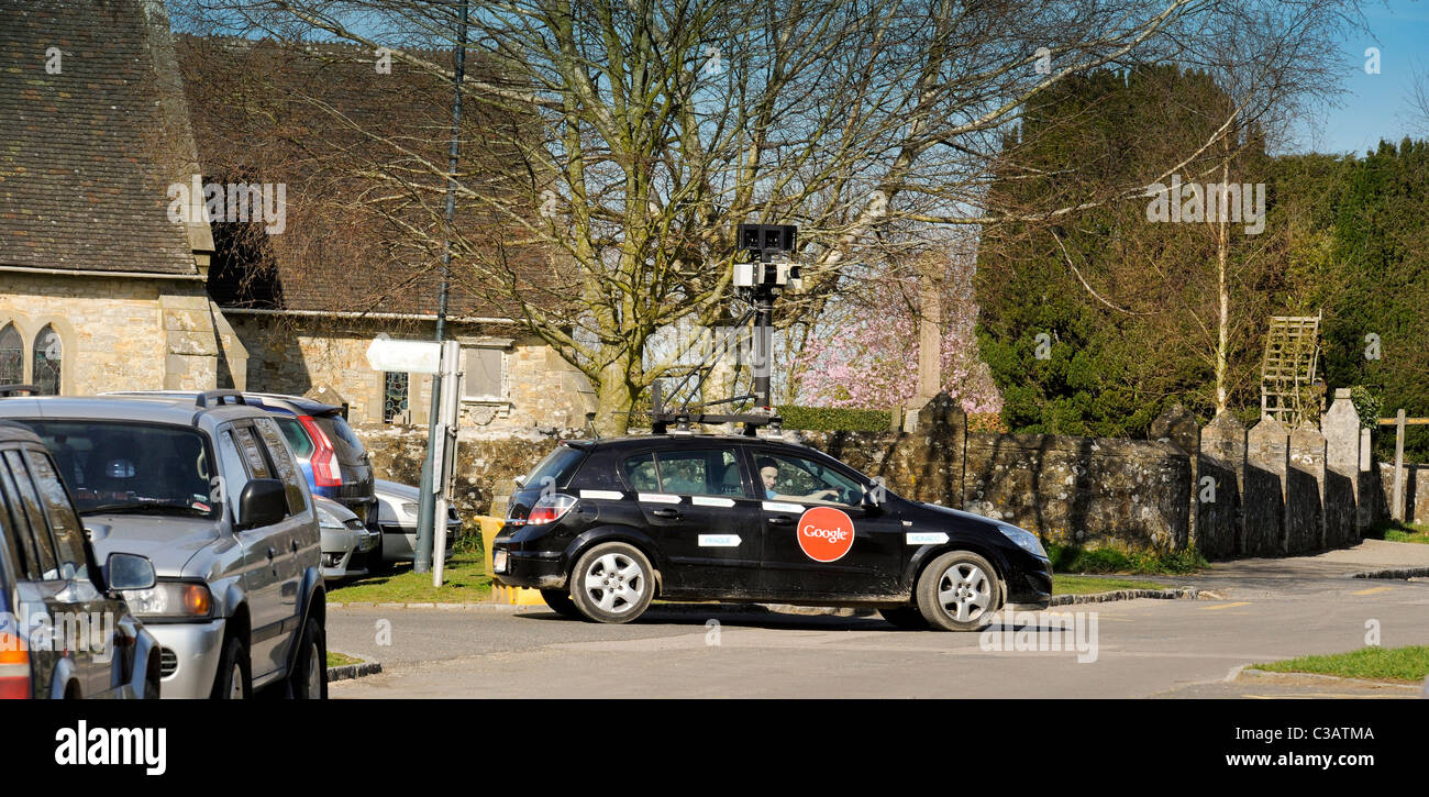 Google street view camera mounted on car roof mapping the village of East Hoathly, Sussex, UK. Stock Photo