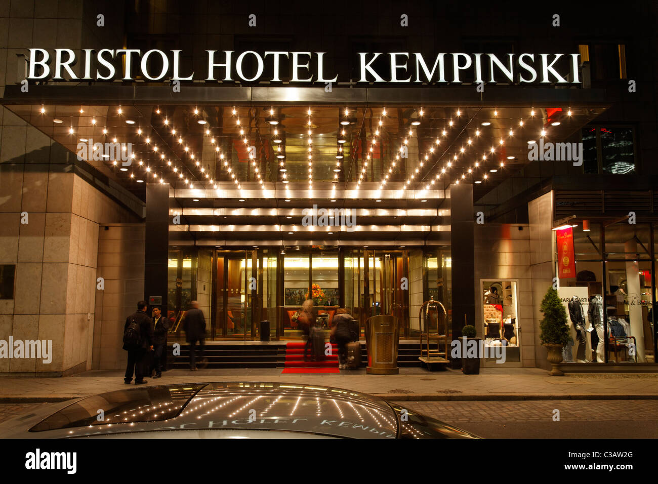 The Kempinski Hotel Bristol Berlin at the Kurfuerstendamm, main entrance at  the Fasanenstreet at night. D - 10719 Berlin Stock Photo - Alamy