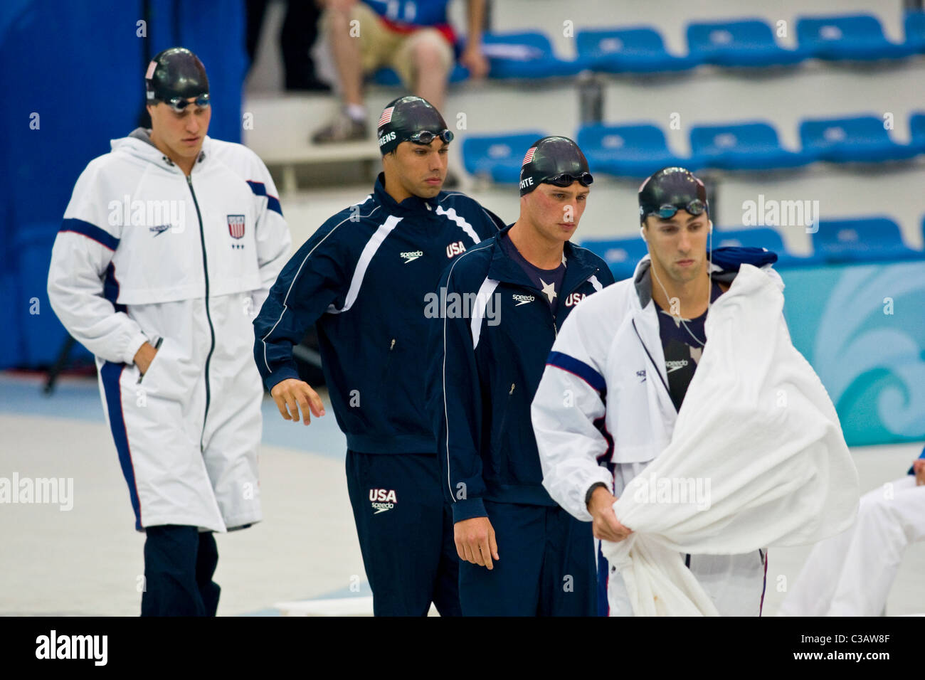 USA 2X200m World Record relay team prior to winning the gold medal in the swimming competition