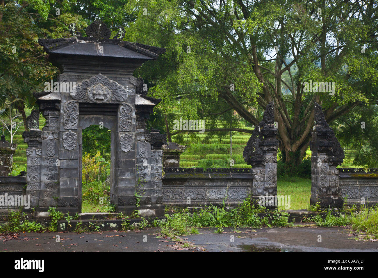A HINDU TEMPLE in a rural village along SIDEMAN ROAD - BALI, INDONESIA