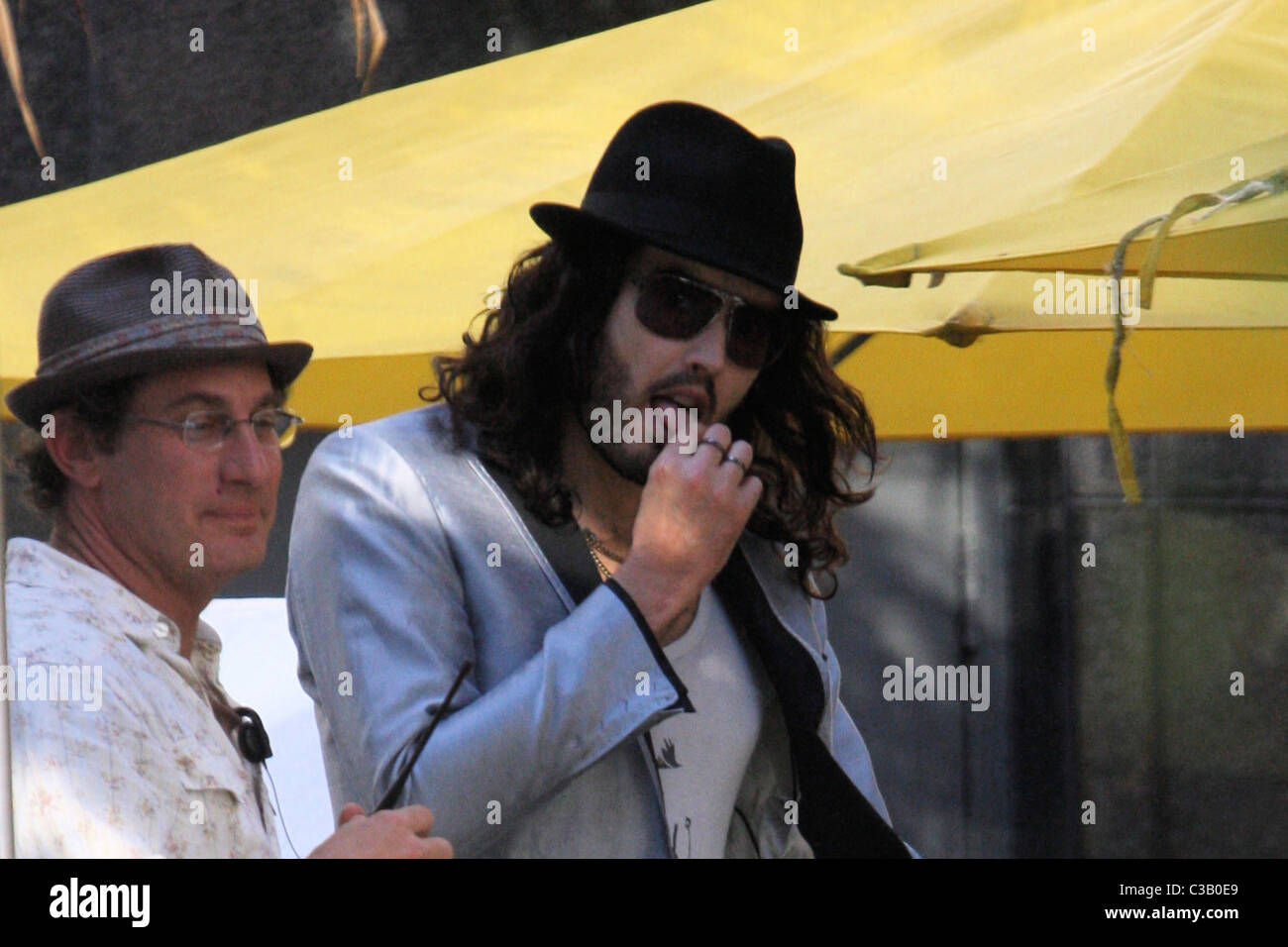 Russell Brand  on the set of his new movie 'Get Him To The Greek' Los Angeles, California - 21.05.09 Stock Photo