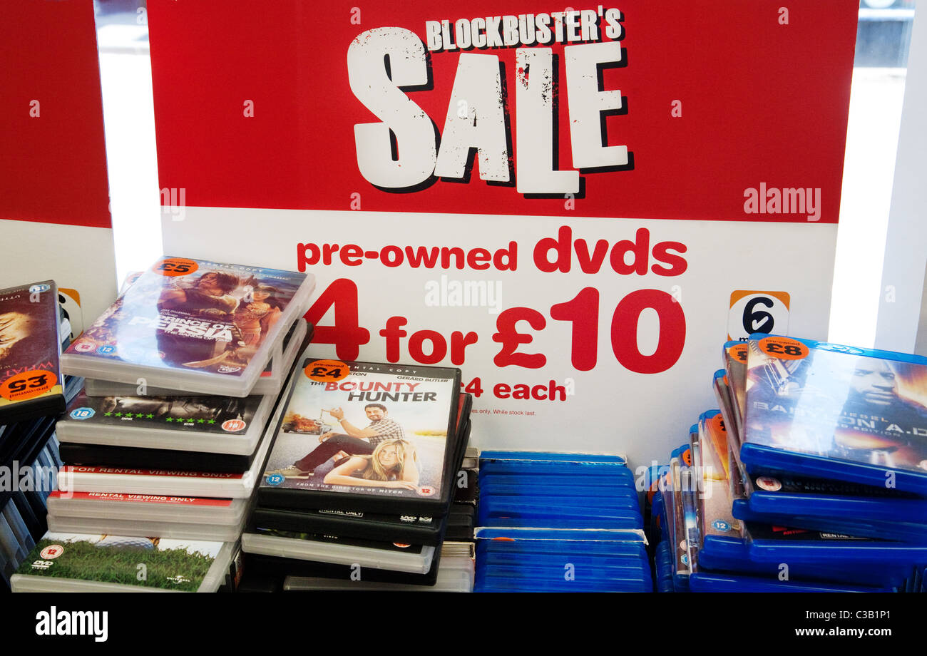 preowned DVDs for sale, Blockbuster video, Wallingford Oxfordshire UK Stock Photo Alamy