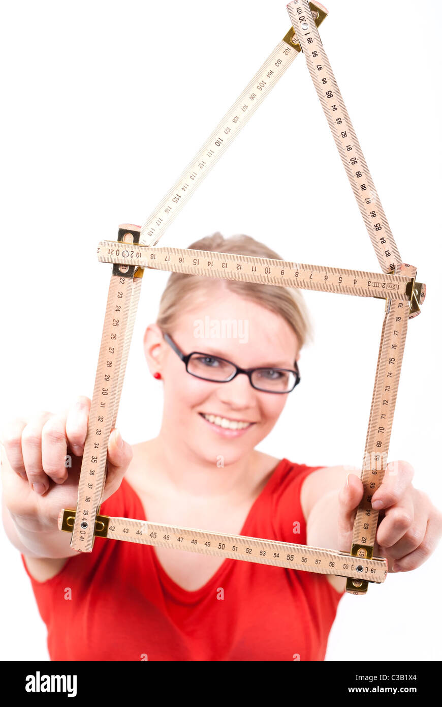 House plans and folding rule hi-res stock photography and images - Alamy