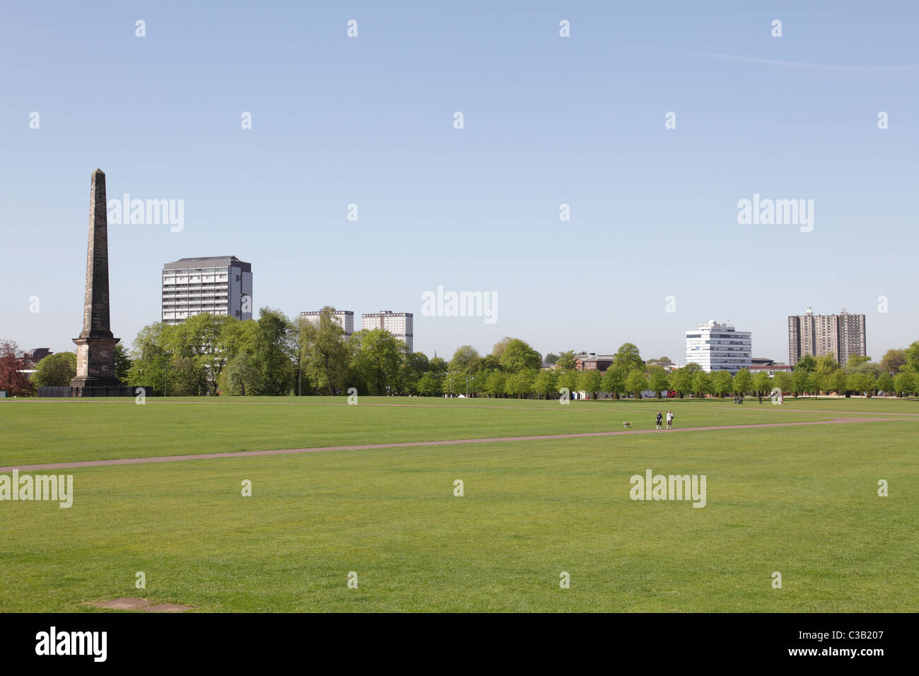 Wide open space of Glasgow Green Public Park in Glasgow's East End Scotland UK Stock Photo