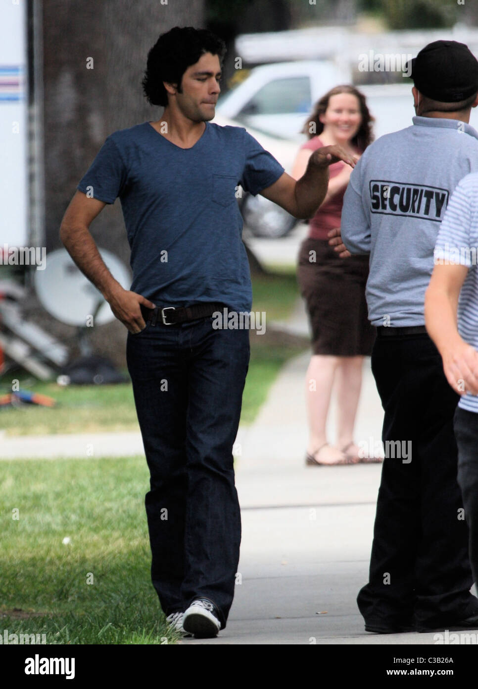 Adrian Grenier The cast of 'Entourage' filming a scene in Pasadena Los ...