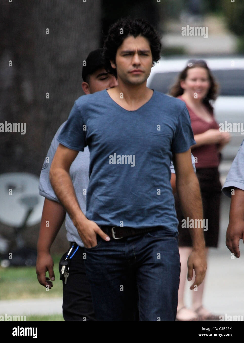 Adrian Grenier The cast of 'Entourage' filming a scene in Pasadena Los ...
