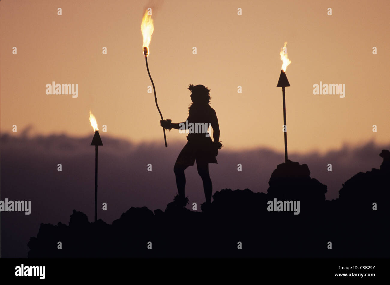 Hawaiian torch lighting ceremony hires stock photography and images