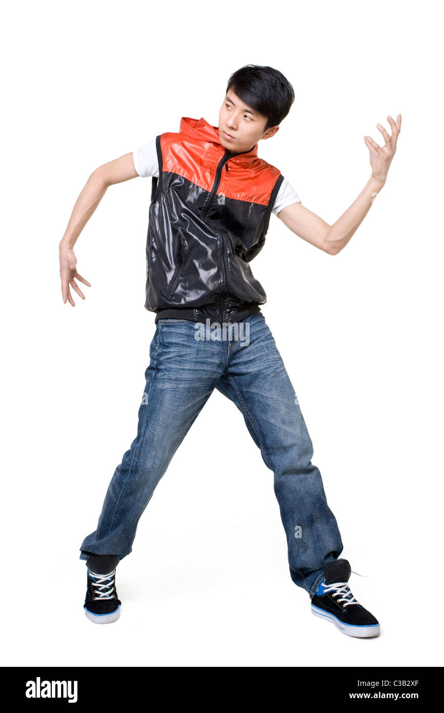 Guy Posing with Hand Upraised Stock Photo