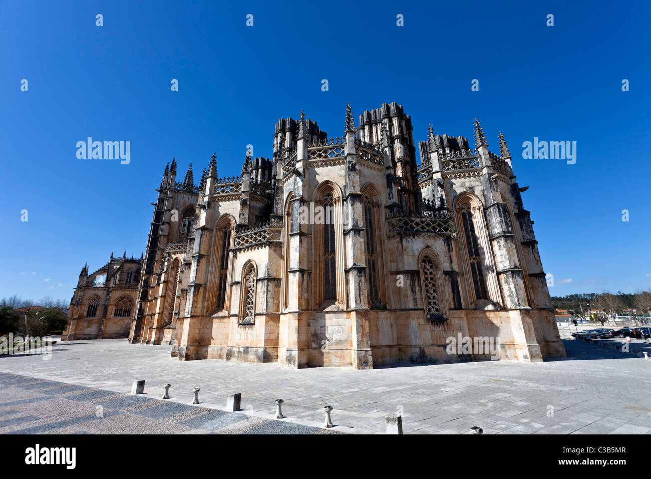 Unfinished Chapels - the rear façade of the Batalha Monastery . Gothic and Manueline masterpiece. World Heritage - Portugal Stock Photo