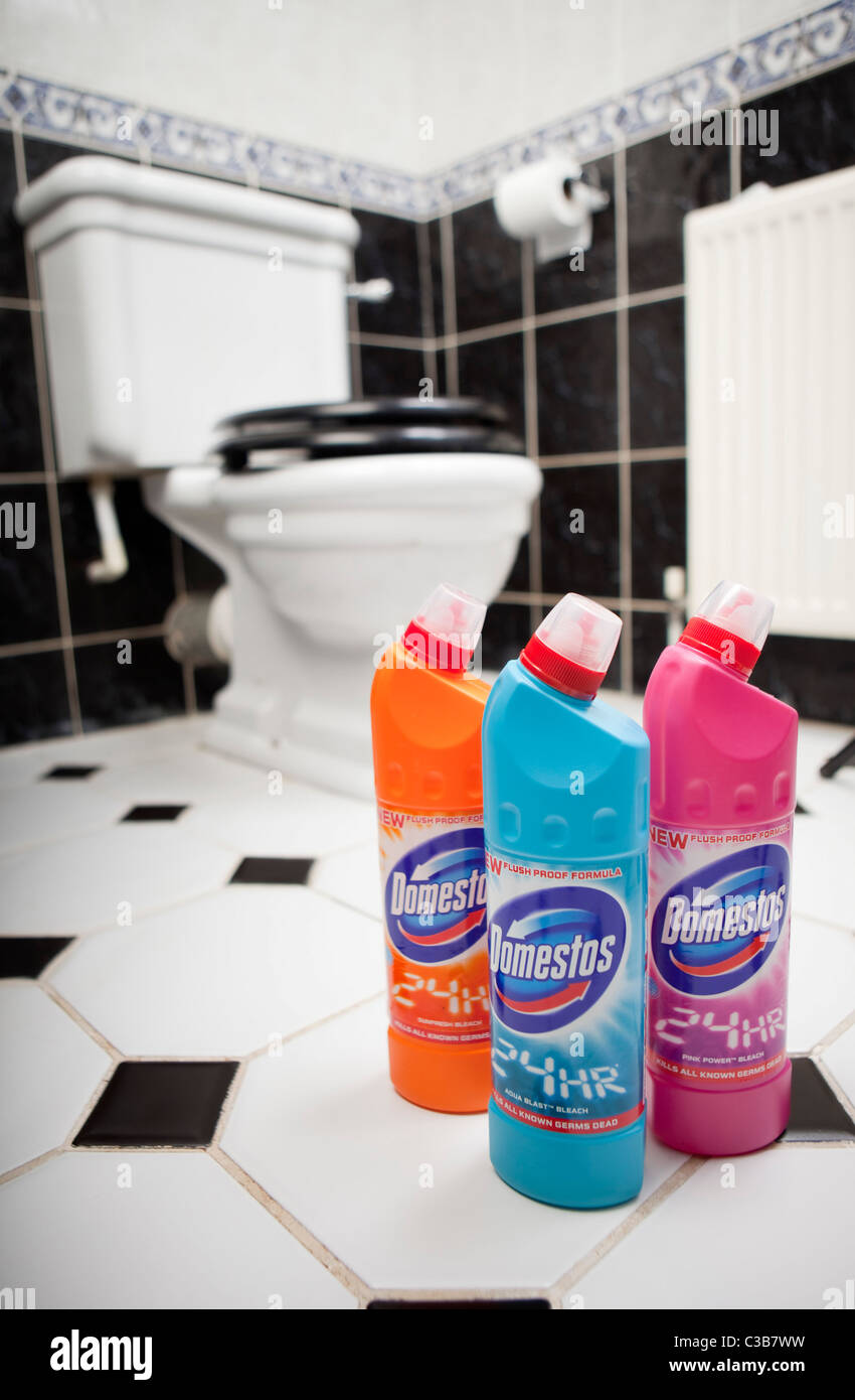 Illustrative image of Domestos bleach bottles Stock Photo Alamy