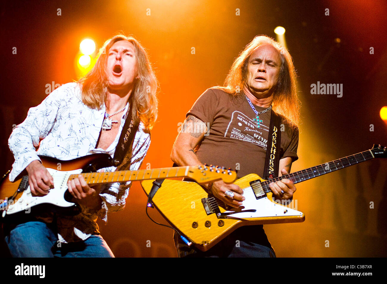 Rickey Medlocke of Lynyrd Skynyrd perform live at the Glasgow Clyde Auditorium, as part of their 'God & Guns' World Tour. Stock Photo