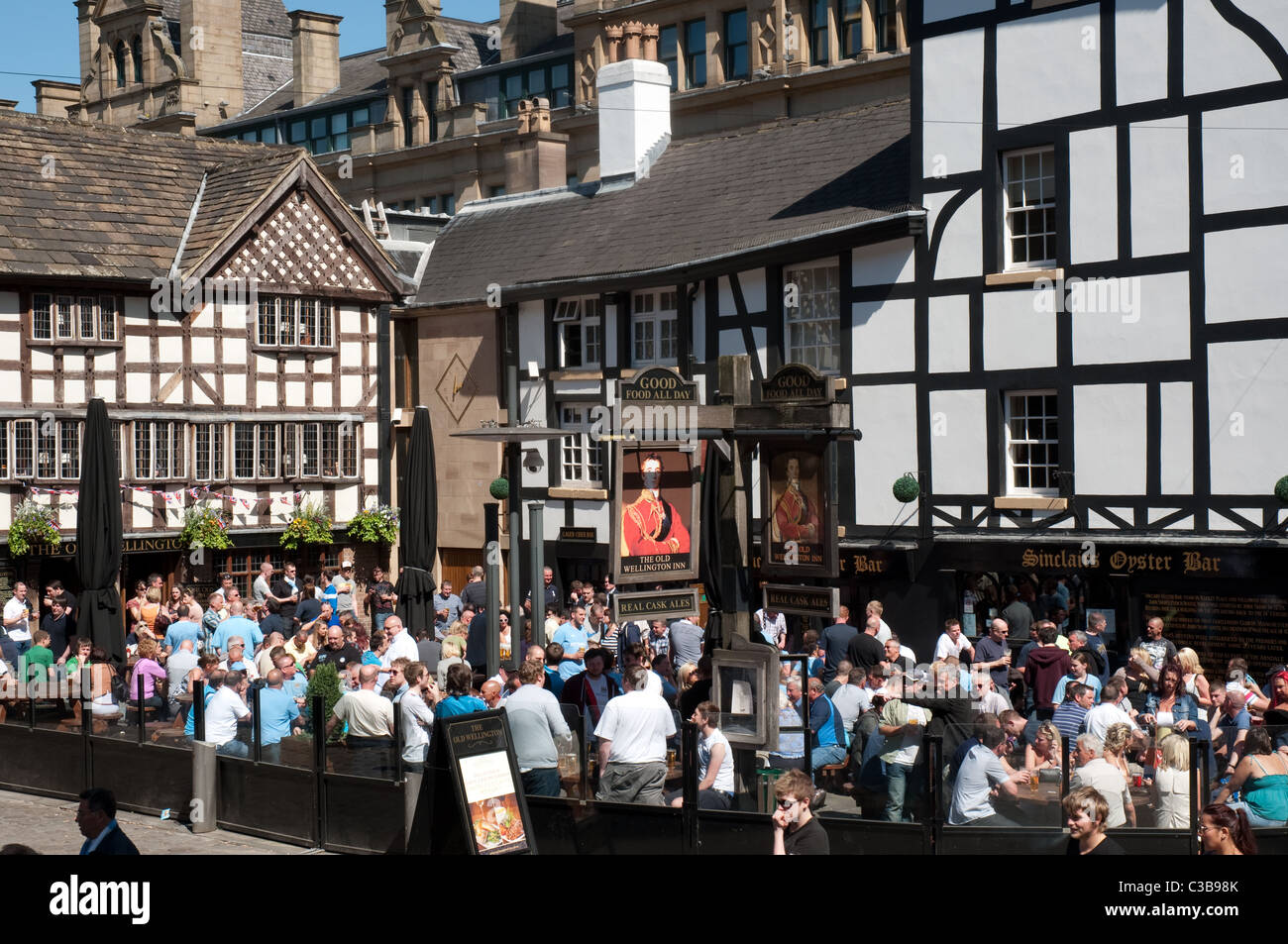 Shambles Square Manchester.Two sides of the square are occupied by