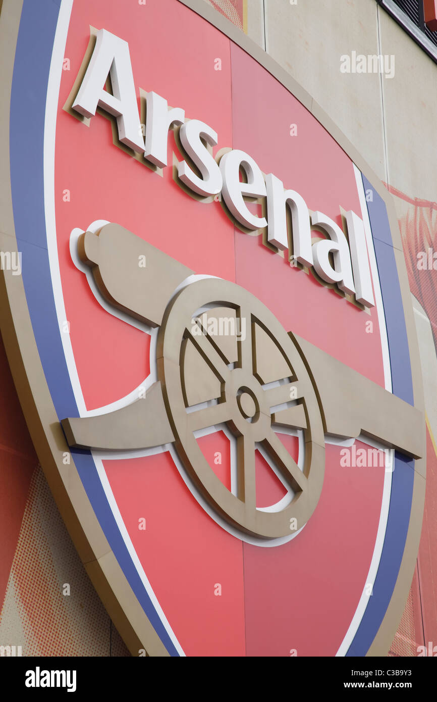 Arsenal badge at the Emirates stadium, Arsenal football ground Stock Photo
