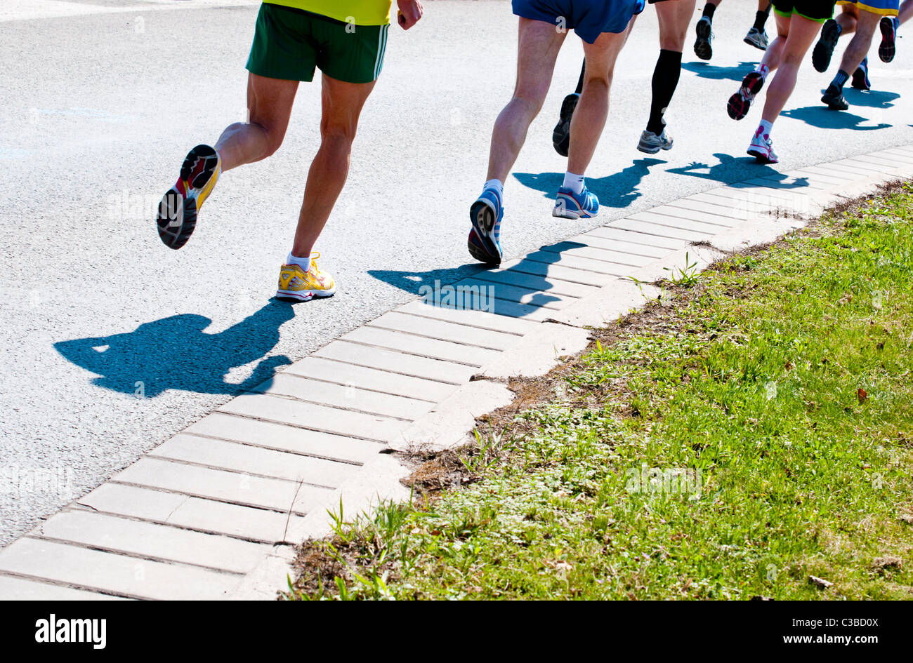 Marathon Runners Legs Stock Photo Alamy