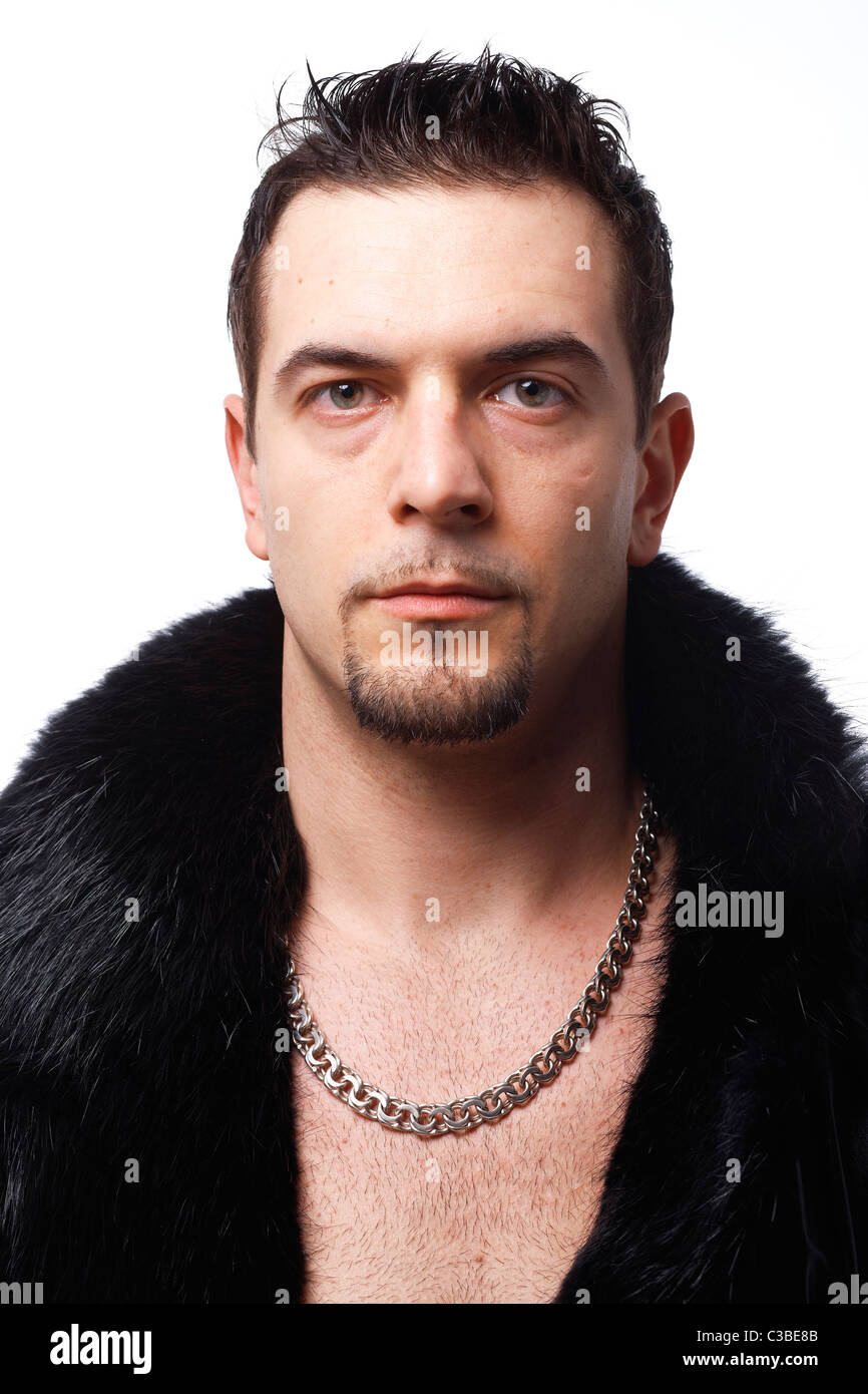 Muscular man in leather jacket hi-res stock photography and images - Alamy