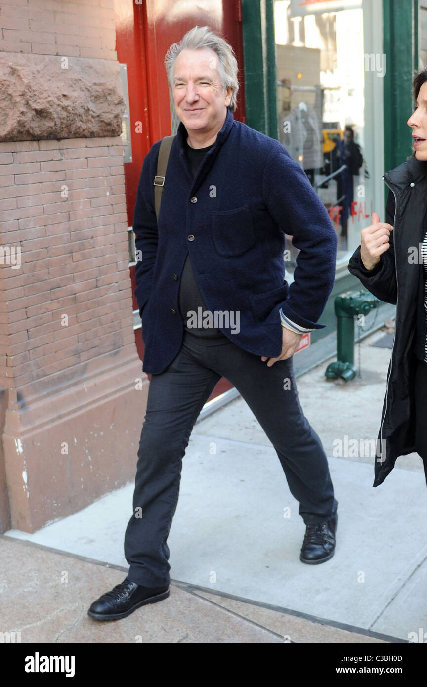 Alan Rickman out in Manhattan's East Village apartment huntin New York